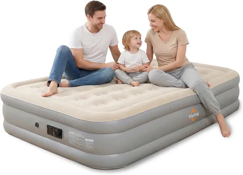 Miniatura 7 de Colchón de aire con cabecero, cama inflable de 16 pulgadas con bomba eléctrica incorporada, inflado/desinflado rápido de 2 minutos, diseño sin