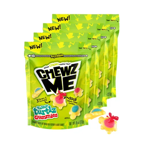 Miniatura 14 de ChewzMe Tangy Turtlz - Gomitas rellenas de gelatina con forma de tortuga envueltas individualmente en varios sabores, 8.46 onzas (paquete de 1)