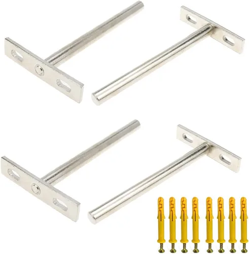 Miniatura 8 de Soportes flotantes para estantes de 3 pulgadas, resistentes y ocultos, color negro, soporte invisible para estantes de madera flotantes, 4