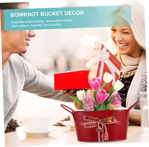 Miniatura 7 de Cubo de almacenamiento de jardín Love Lock Oval Tin Bucket Flower Arrangement Container