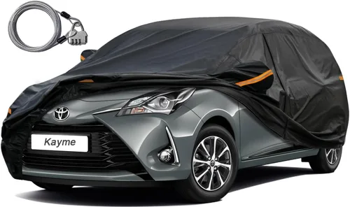 Miniatura 8 de Kayme Funda impermeable para automóvil sedán, para todo tipo de clima, con cerradura y cremallera, protección contra la lluvia solar UV al aire