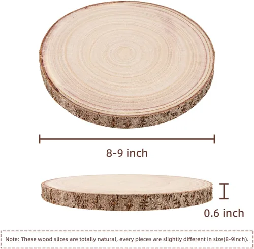 Miniatura 2 de Maputune - 8 piezas de 20-23 cm de rebanadas de madera grandes sin terminar para centros de mesa, plato de madera natural rústico para manualidades