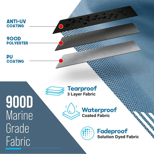 Miniatura 5 de NEH - Bimini Tops de 3 lazos para barcos, postes de soporte, lona marina 900D a prueba de decoloración, funda de almacenamiento universal para Negro