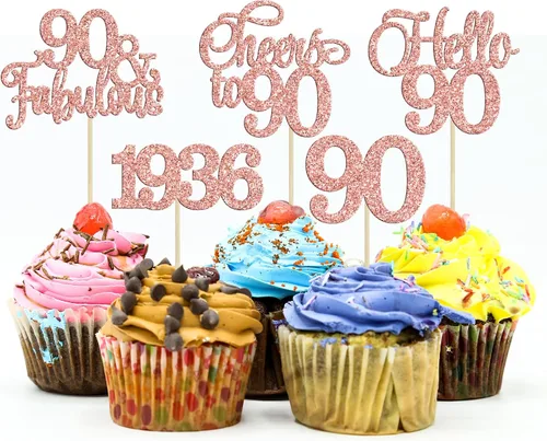 Miniatura 34 de Gyufise Paquete de 24 adornos negros para cupcakes de 10.º cumpleaños con purpurina negra 10 Ten Hello 10 Dights dobles desde 2015 para decoraciones