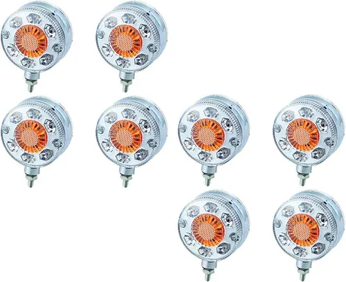 Miniatura 15 de 4 piezas de luces de parada y cola redondas de doble cara con 42 LED, rojas, y lámpara de estacionamiento y señal de giro trasera ámbar, compatibles
