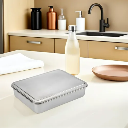 Miniatura 6 de DOITOOL Molde para pasteles de acero inoxidable con tapa de 11 x 13 pulgadas, antiadherente, rectangular, de metal, para tartas, tiramisú, cazuelas