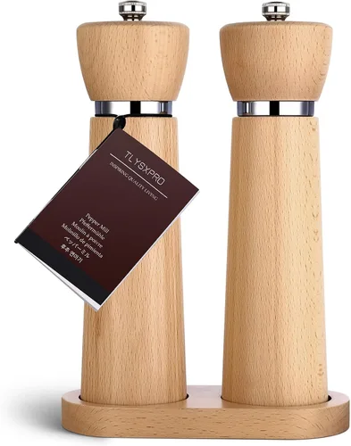 Miniatura 12 de TLYSXPRO Molinillo de pimienta de madera, molinillo de pimienta recargable con mecanismo de cerámica de gran tamaño ajustables mejoradas, molinillo
