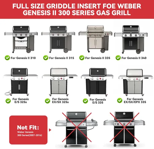 Miniatura 2 de 6788 Plancha de tamaño completo para parrilla de gas Weber Genesis II serie 300, plancha plana para Weber GS4 Genesis II E310 E315 E325 E330 E335