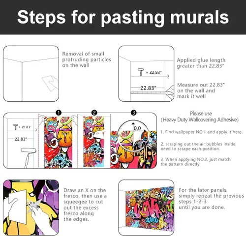 Miniatura 5 de Papel tapiz de graffiti de arte callejero, papel tapiz de tela, para sala de estar, dormitorio, baño, habitación de niños y niñas, mural de pared