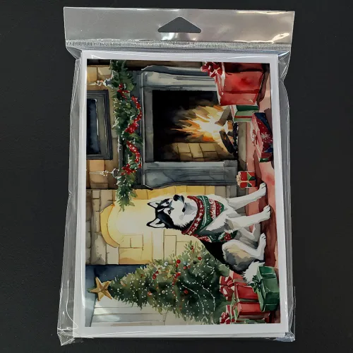 Miniatura 3 de Caroline's Treasures DAC2753GCA7P Paquete de 8 tarjetas de felicitación navideña acogedora de Husky siberiano Tarjetas en blanco con sobres
