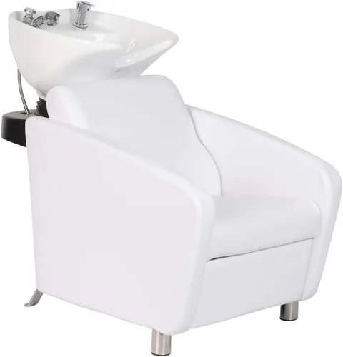 Miniatura 14 de Buy-Rite Shelby - Estación de lavado a contracorriente de champú, unidad profesional de lavado a contracorriente con fregadero de porcelana