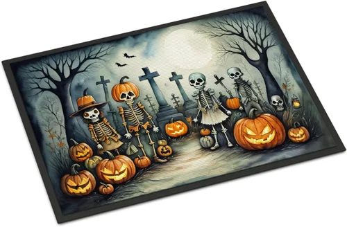 Miniatura 38 de Caroline's Treasures DAC2223MAT - Felpudo espeluznante de Halloween con gato negro de 18 x 27 pulgadas, tapete para puerta delantera