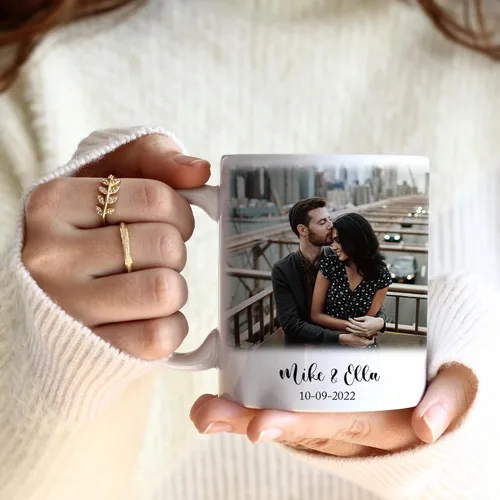 Miniatura 8 de Tazas de café personalizadas con iniciales y letra de nombre, tazas de nombre personalizadas, regalo divertido para novio y novia, tazas de doble