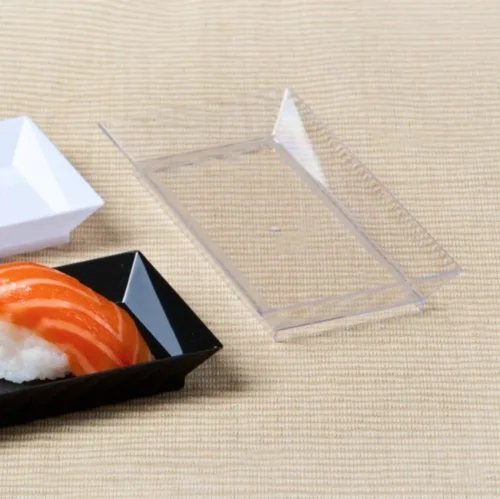 Miniatura 2 de zappy 200 unidades de 2.5 x 5 pulgadas, elegante bandeja rectangular pequeña pequeña para aperitivos, platos de postre – bandejas desechables