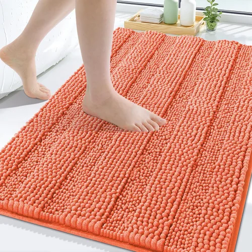 Miniatura 207 de Grandaily Alfombras de baño de felpilla a rayas de 24 x 16 pulgadas, extra gruesas y suaves, absorbentes, parte trasera de goma, alfombra de ducha