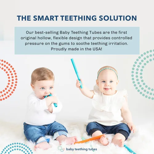 Miniatura 2 de Baby Teething Tubes - Juguetes de dentición para bebés hechos en los Estados Unidos - Juguetes suaves y duraderos para bebés y mordedor de silicona
