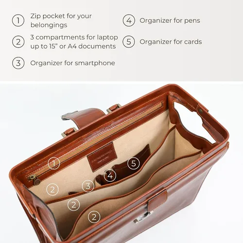 Miniatura 5 de Time Resistance Maletín de cuero para abogado - Maletín italiano hecho a mano para portátil para hombres y mujeres - Estuche de fijación - Bolsa