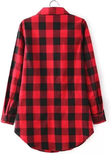 Miniatura 4 de Women's 2023 Summer Tops Plaid Long Sleeve Collar Neck Casual Button Down Dress Shirt Dress Casual Dresses