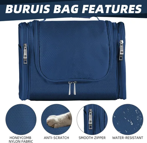 Miniatura 5 de Bolso de aseo personal para colgar, de gran capacidad para hombres y mujeres, portátil, impermeable, bolsa de ducha de baño, ligera, bolsa de Azul