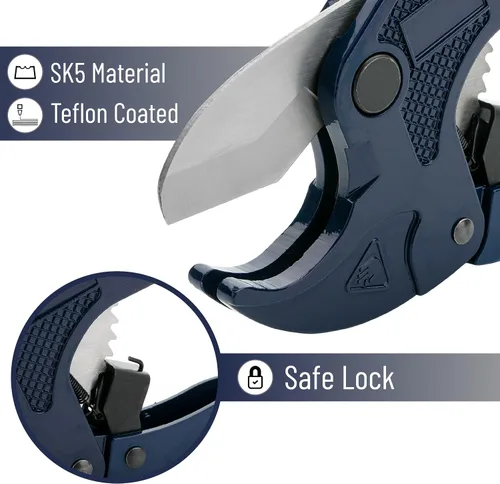 Miniatura 5 de Bates - Cortador de tubería de PVC, corta hasta 1-1/4", herramienta de corte de tubería de PVC de trinquete azul marino, cortadores de tubos de PVC
