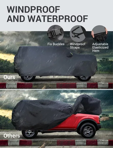 Miniatura 4 de Proadsy Funda para automóvil compatible con Ford Bronco de 4 puertas 2021-2024 2025 2026, resistente al viento, para todo tipo de clima