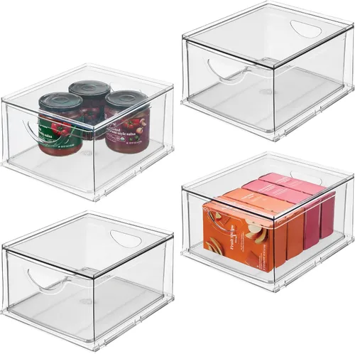 Miniatura 11 de iDesign Cajón de almacenamiento de plástico transparente, organizador apilable para encimera de baño, tocador o debajo del fregadero
