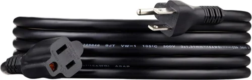 Miniatura 16 de Amazon Basics Cable de extensión, 13 amperios, 125 V, 20 pies, color negro, paquete de 2