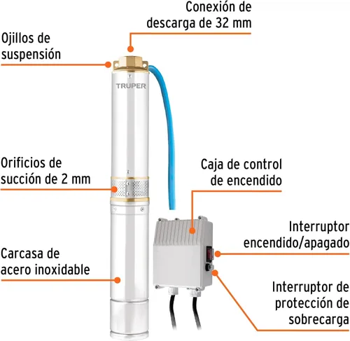 Miniatura 2 de Bomba sumergible tipo bala de agua limpia 3/4 HP