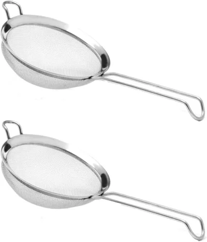 Miniatura 5 de YBM HOME Colador de malla fina de acero inoxidable con mango para enjuagar granos, frijoles y frutas de arroz, 2.5 pulgadas