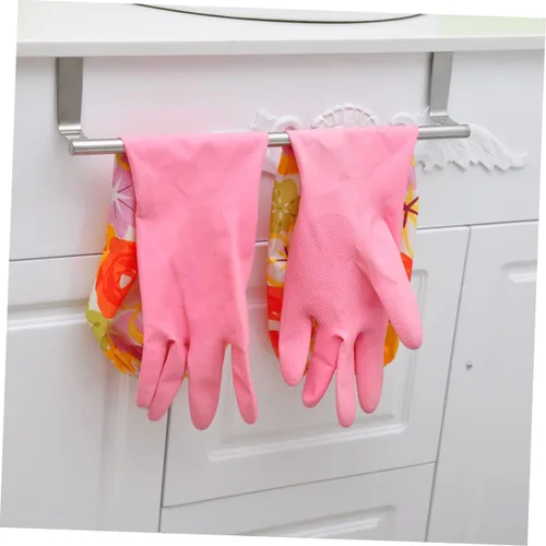 Miniatura 3 de OSALADI Toallero de pared para colocar sobre la puerta, toallero metálico plateado sobre la puerta, toallero de cocina, estante para platos de acero