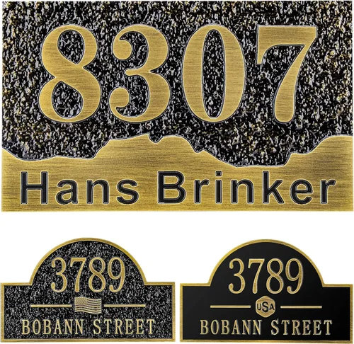 Miniatura 38 de Letrero de dirección personalizado, placa de dirección de número de casa, placa de dirección personalizada, metal o latón antiguo acrílico