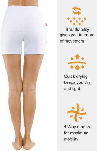 Miniatura 6 de THE GYM PEOPLE - Pantalones cortos de yoga para mujer, con cintura alta, control de abdomen y bolsillos profundos, para gimnasia, entrenamiento