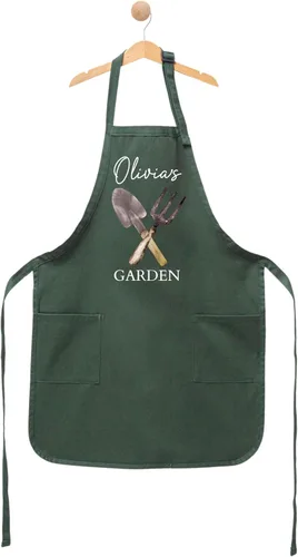 Miniatura 2 de Delantal de jardín personalizado con nombre: delantal de jardinería personalizado para mujeres, hombres y niños, delantal ajustable hecho a mano