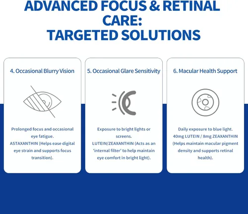 Miniatura 6 de Luteína 40 mg y zeaxantina 8 mg vitaminas oculares, con astaxantina, arándano, taurina, visión y apoyo de salud macular, cuidado de la salud ocular