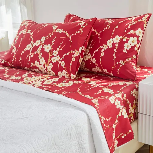 Miniatura 14 de Brandream Juego de sábanas tamaño King con estampado floral lujoso estilo bohemio con medallón azul y estampado de cachemira, colección de ropa