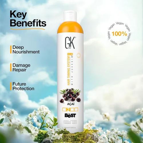 Miniatura 5 de GK HAIR Global Keratin The Best ACAI (33.8 onzas líquidas/33.8 fl oz) Tratamiento capilar de queratina alisadora – Alisado profesional brasileño