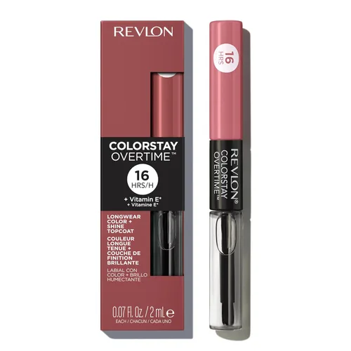 Miniatura 23 de Revlon - Lápiz labial líquido Overtime con brillo de labios transparente, maquillaje facial ColorStay, doble extremo con vitamina E en ciruela/baya