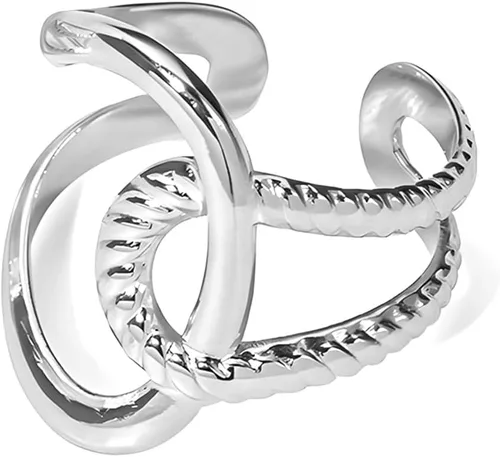 Miniatura 257 de Anillo de plata de ley 925, minimalista, ajustable, hecho a mano, para mujeres y niñas