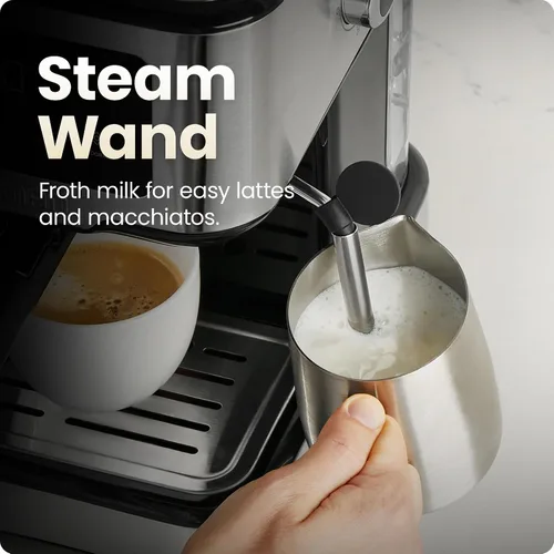 Miniatura 5 de Chefman CraftBrew - Máquina de café expreso digital con bomba de 15 bares con varita de vapor para café con leche y capuchino, máquina de café