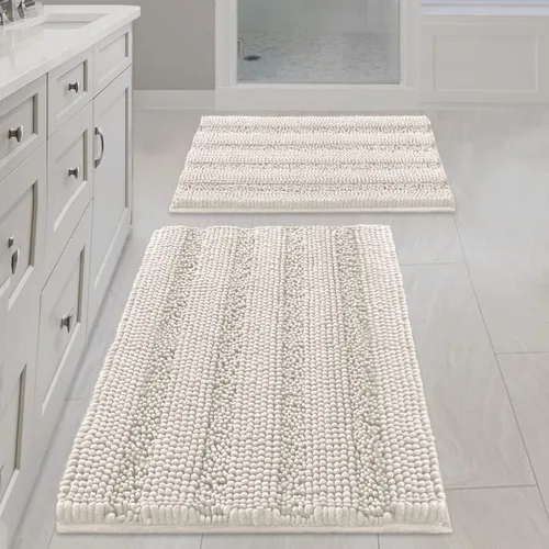 Miniatura 186 de H.VERSAILTEX - Alfombras de baño, juego de 2 piezas, alfombra de contorno para baño, juego de alfombras para inodoro, alfombra antideslizante