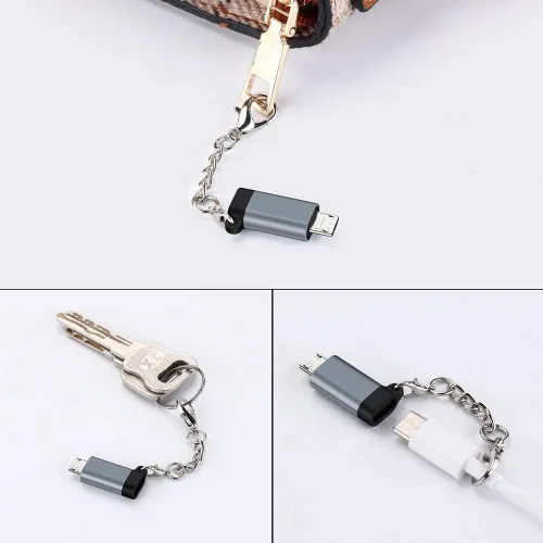 Miniatura 4 de Adaptador USB C a Micro USB, (paquete de 4) tipo C hembra a micro USB macho Conector de conversión con llavero de carga y sincronización de datos