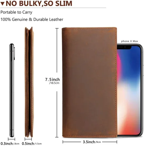 Miniatura 5 de Kattee cartera plegadiza clásica de cuero para hombre