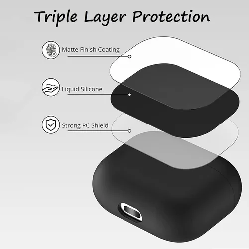 Miniatura 5 de Funda para AirPods 3, funda de piel de silicona, ultrafina de 0.059 in, LED visible (negro)