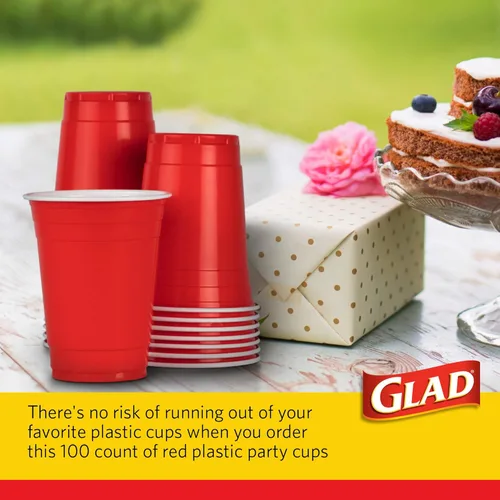 Miniatura 6 de Tazas de plástico desechables de Glad Everyday de plástico, 100 unidades, resistentes y resistentes, de plástico, color rojo para todas las ocasiones