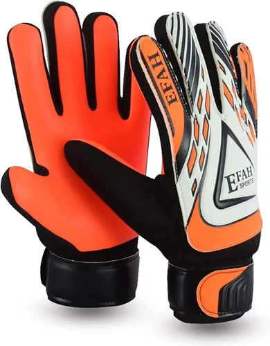 Guantes de portero de fútbol para niños y jóvenes, guantes de portero de fútbol con agarres fuertes Negro/Naranja