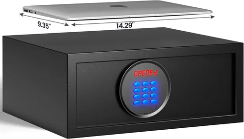 Miniatura 9 de KornerBatl Caja fuerte de hotel de 19.4 libras con contraseña del administrador, caja fuerte para el hogar con modo silencioso y LED, caja fuerte