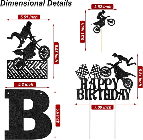 Miniatura 2 de Zonon 20 piezas de decoración de cumpleaños de motocross, suministros de fiesta de motocross, decoración de pared para sala de equitación de hombre