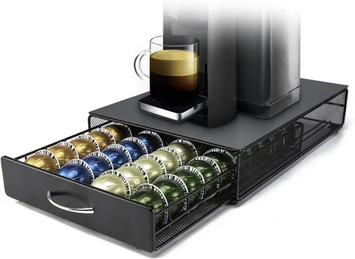 HiveNets Nespresso Vertuoline - Cajón de almacenamiento de cápsulas Vertuo, soporte de metal para café, organizador de cápsulas de varios sabores,