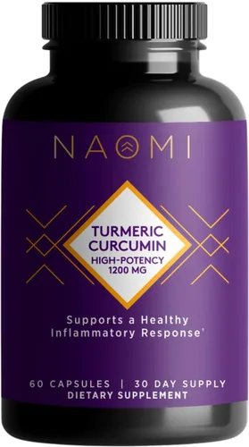 NAOMI Curcumina de cúrcuma de alta potencia 1200 mg - Apoya una respuesta inflamatoria saludable, comodidad de las articulaciones y salud cerebral -