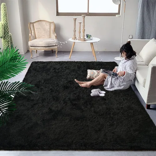 Miniatura 47 de DweIke Alfombras Shag Esponjosas Azules para Dormitorio Sala de Estar, 5x8 Grande Suave Felpa Tie-Dye Azul Cielo para Niñas y Niños, Alfombra Azul